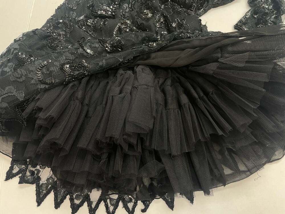 VTG 80s Judith Ann Creations Bead & Sequin Black Drop Waist Cocktail Dress Sz Sm - Picture 11 of 13